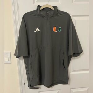 Adidas x University of Miami Coaches Sideline Short Sleeve Quarter Zip